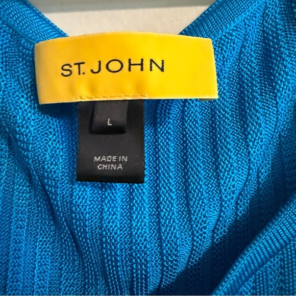 St John Women’s Blouse Tank Blue Viscose Ribbed Size Large Sleeveless - Picture 2 of 8